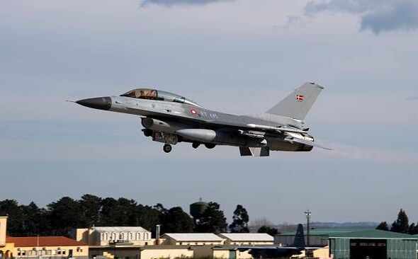 File phot of Danish Air Force F-16 taking off in Monte Real Air Force Base during Real Thaw 2018 exercise on February 06, 2018 i