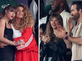 blake lively ryan reynolds taylor swift super bowl box