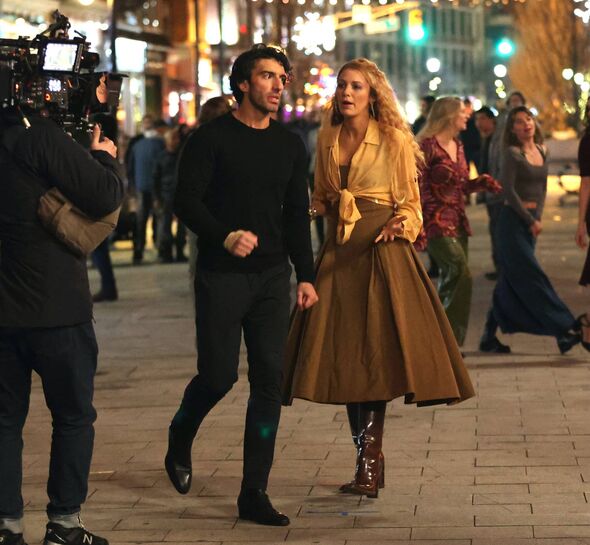 Justin Baldoni and Blake Lively are seen on the set of 'It Ends with Us'