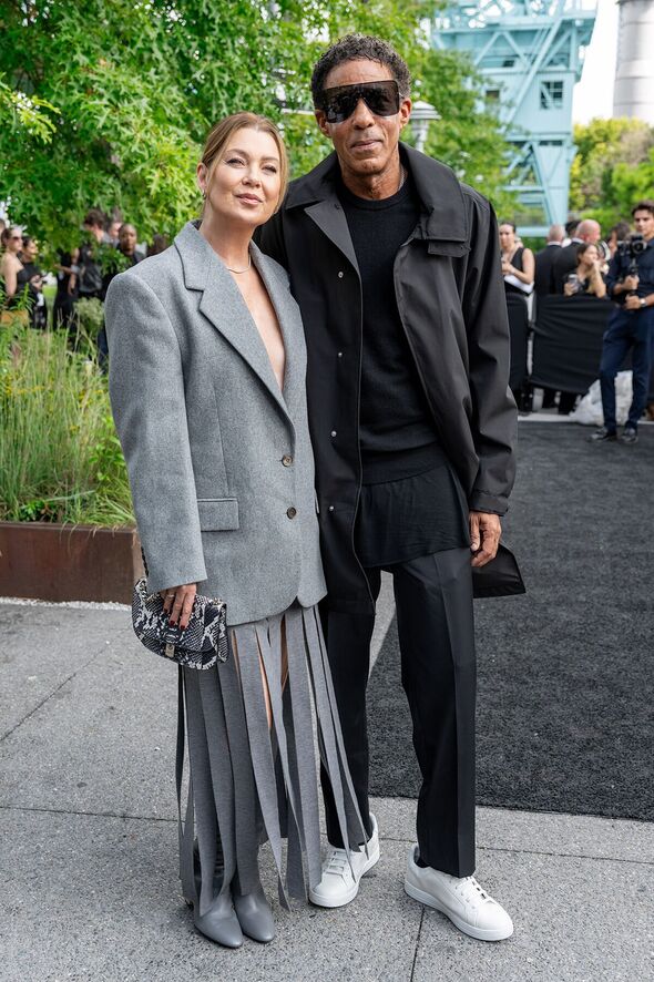 Ellen Pompeo looked great in the unusual grey skirt