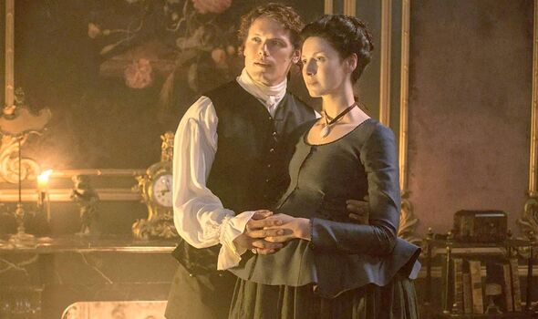 Heughan and Balfe as Jamie and Claire.