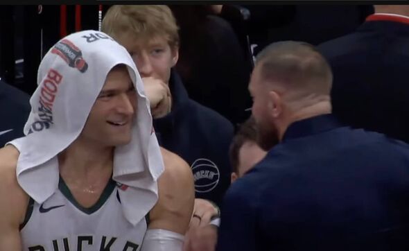 Conor McGregor was courtside for the match in Salt Lake City
