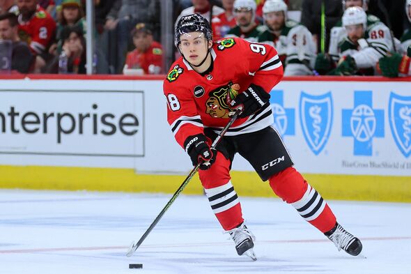 Connor Bedard playing for Blackhawks in preseason