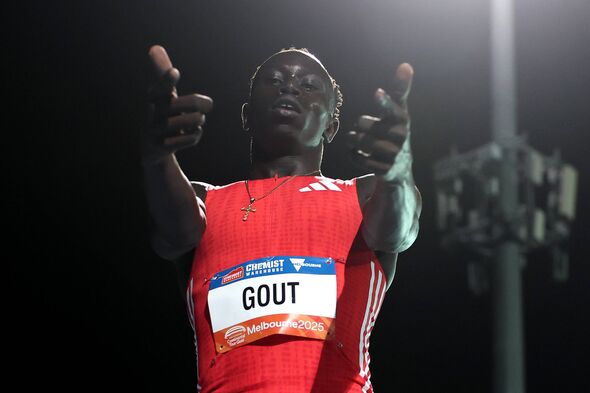 Gout Gout of Queensland reacts after coming second in the Peter Norman Men’s 200m Final